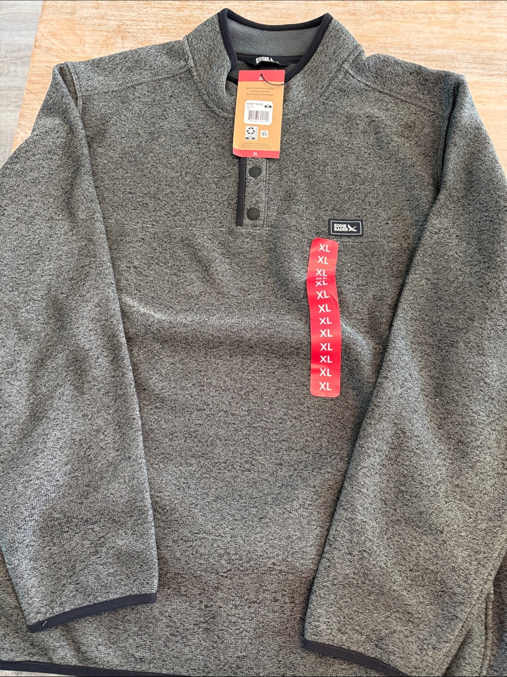 Men's Eddie Bauer Heather Gray Quarter-Snap Pullover Sweater